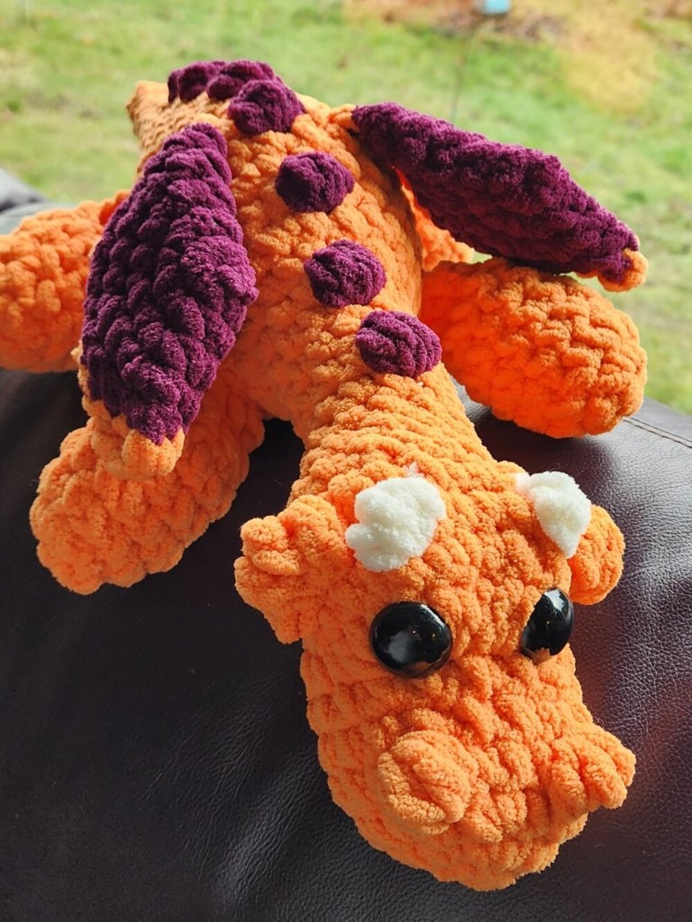 Handmade Crochet Dragon Toy - Orange